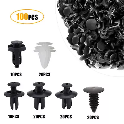 100x Car Clip Push Pin Rivet Bumper Door Panel Retainer Fastener Kit Accessories • £10.70