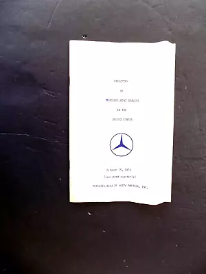 1974 Mercedes Dealer Directory Used Original 450sl 280c W107 W 114 W115 W116 • $49.99