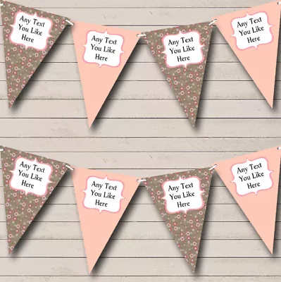 Party Banner Bunting Vintage Peach Personalised Shabby Chic Garden Tea • £6.79