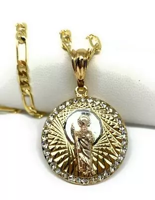 San Judas Tadeo Medalla Gold P Saint Jude Pendant Necklace 26  Cadena Oro Lamina • $19.99