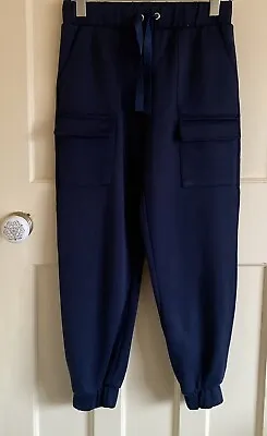 M & S Collection Navy Blue Jogging Bottoms 26” In Leg Front Pockets Size 8 • £9.50