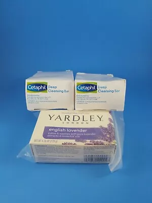 2 Bars Cetaphil Deep Cleansing Bar Body & Face Soap + Bonus Bar Of Yardley Soap  • £9.63