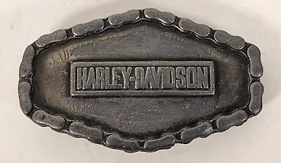 Vtg 1976 Harley Davidson Belt Buckle Motorcycle Chain Shield Serial #614 READ • $10.95