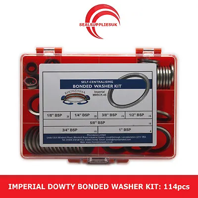 £24.50 • Buy Imperial Dowty Bonded Seal/Washer Kit Self Centering - 1/8  To 1  BSP - 114pcs