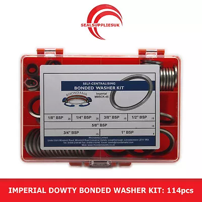 Imperial Dowty Bonded Seal/Washer Kit Self Centering - 1/8  To 1  BSP - 114pcs • £31
