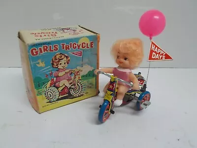 Vintage MTU Korean Happy Days Girl On Tricycle Wind-Up Toy W/ Box • $19.99