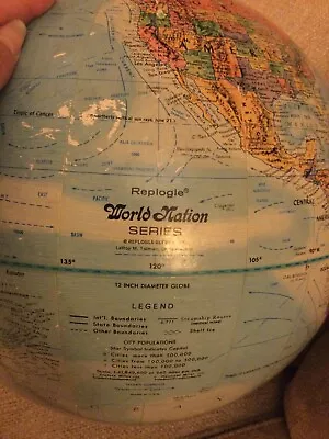 Vintage Replogle World Nation Series World Globe Hanging Lamp • $37