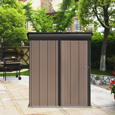 5x3ft Yard Lockable Garden Shed Pent Roof Small House Outdoor Storage Shed Brown • £145.95