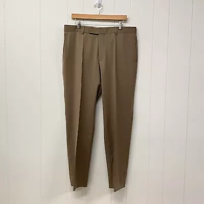 Hugo Boss James Brown Dress Pants Men's 36R Light Brown Wool Flat Front Flaw NWT • $34.97