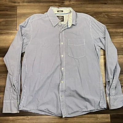 Label Of Graded Goods Shirt Mens Large Blue White Stripe Long Sleeve Button Up • $15.38