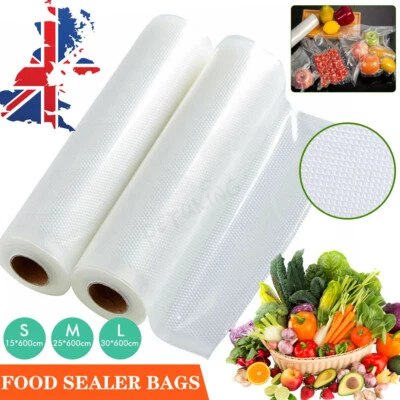 £6.59 • Buy 1/2/4ROLLS TEXTURED VACUUM VAC SEALER SOUS VIDE FOOD SAVER STORAGE BAGS 20cmx6m