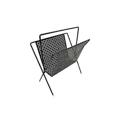 Vintage Mid Century Modern Metal Wire Black Magazine Rack • $29.99