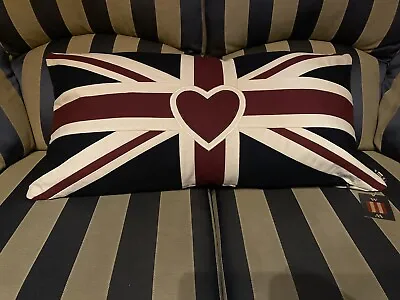 Vintage Union Jack Heart Large Cushion By Woven Magic ( Vintage White ) • £30