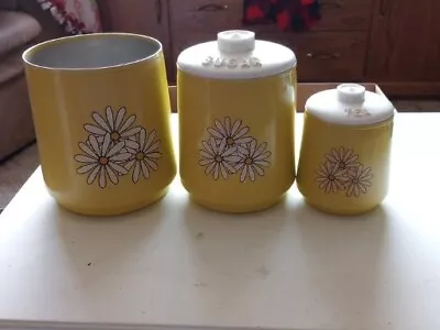 Vintage Metal Yellow Daisy Canister Set • $35