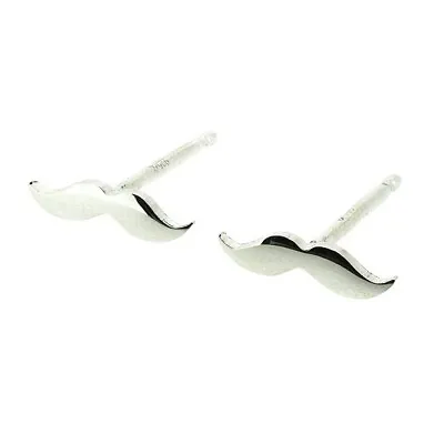 Mustache Post Earrings - 925 Sterling Silver - Moustache Stud Earrings NEW • $8
