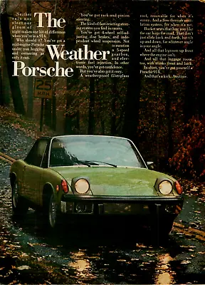 1973 Porsche 914 Green Bad Weather Rain Mountain Road Photo VINTAGE PRINT AD • $11.99
