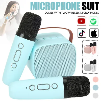 Mini Karaoke Machine For Kids Portable Bluetooth Speaker & 2 Microphone With LED • £16.90