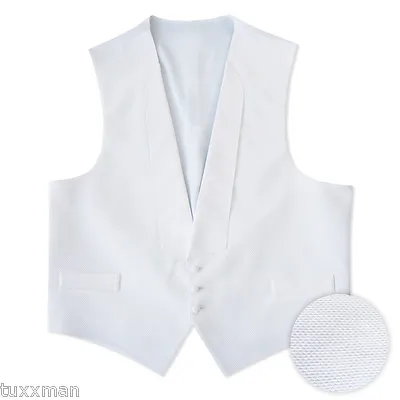 NEW Men's White Pique Fullback Tuxedo Vest Pre Tied Bow Tie All SIzes Mardi Gras • $69.95