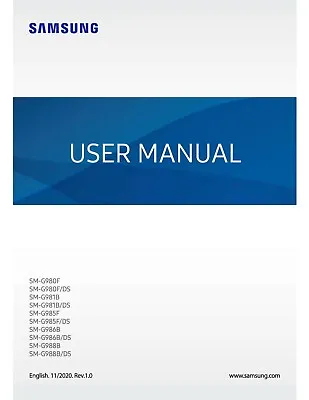 Samsung Galaxy Sm-g980f S20 Ultra 5g Printed Instruction Manual Guide 252 Pages • £14.99