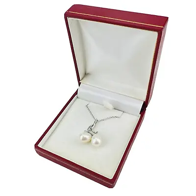 PERLUNA Genuine Pearl Pendant Necklace - Sterling .925  16 -18” W/Box • $48.95