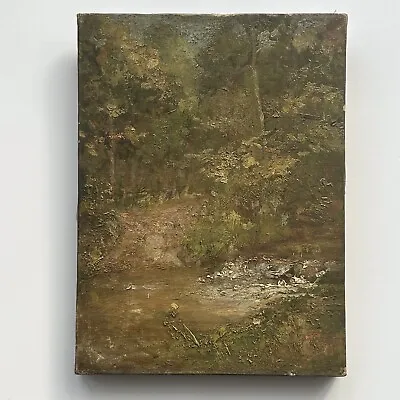 19th C . Italian Impressionist Landscape W/ Stream (Oil On Canvas)/Monet/Renoir • $250