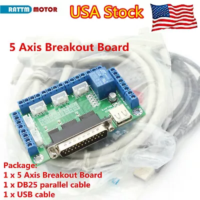【In USA】5 Axis LPT Mach3 CNC Breakout Board Stepper Motor Driver Controller Card • $16.99