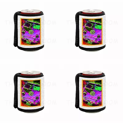 4 X Wrap Around Stubby/can Coolers - Trippy Vw Kombi Van • $49.20