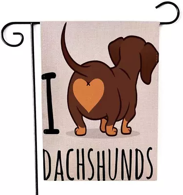 Dachshund Art Garden Flag Double Sided Burlap Decoration 12.5X18 For Yard Outdoo • $11.78