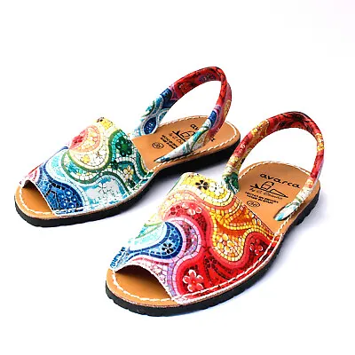 Avarcas Menorquinas Spanish Women's Leather Sandals Colorful Flat Abarcas Espadrille • $37.14