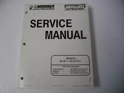 1997 Mercury Mariner Outboard Factory Manual 30 Jet 40 4 Cylinder 90-814676R1 • $32.99