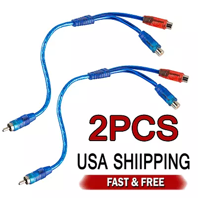 New RCA Y Splitter Audio Jack Cable Adapter 1 Male To 2 Female Connector Blue US • $7.29