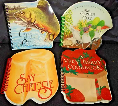 4 Vintage Cut Out Cookbooks Garden Cart Very Berries Cheese Catch Day Bosley • $12.95