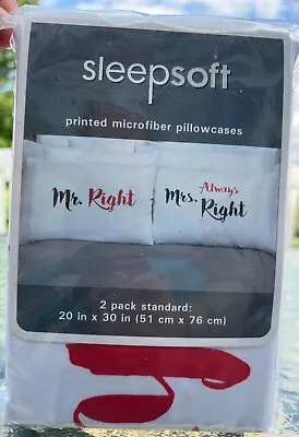 Sleepsoft Mr. Right Mrs. Always Right Novelty Microfiber Pillowcase Set - New • £14.45