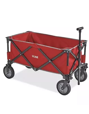 Uline Utility Wagon Quad Folding Rolling Lightweight Red Rubber Wheels S-21433 • $74.99