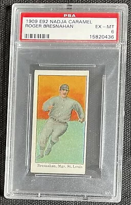 1909 E92 Nadia Caramels - Roger Bresnahan - PSA 6 - Ex-Mt - A Beauty!!  104B • $984.95