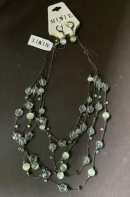 Mixit Green Crystal Necklae And Earring Set • $10