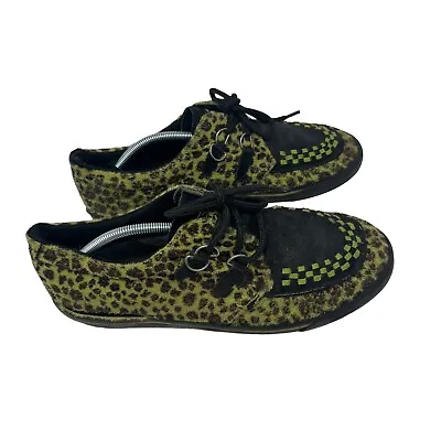 Tuk Green Leopard Animal Print Suede Sneakers Punk Goth Rockabilly Mens 13 • $34.99