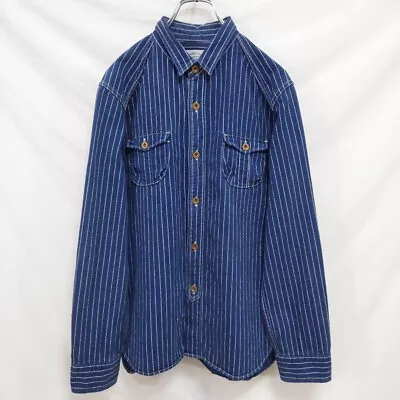 Studio D’Artisan Wabash Striped Denim Work Shirt Blue Made In Japan Size L • $149