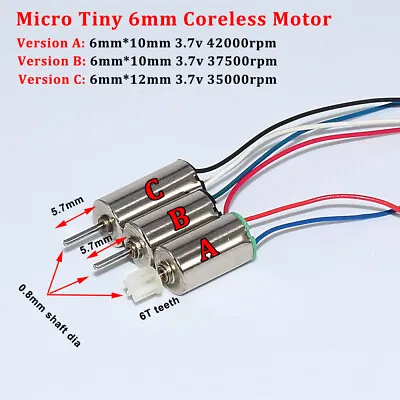 610 612 Micro Mini Tiny 6mm Coreless Electric Motor DC 1.5V 3V 3.7V High Speed  • $0.99