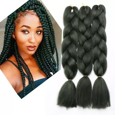 US 24  Ombre Real NEW Jumbo Synthetic Braiding Hair Extensions Afro Braid Green • $9.50