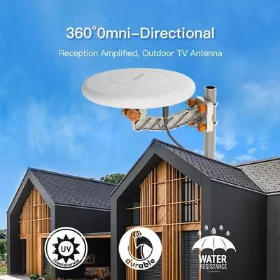 360º Omni-Directional  Amplified TV Antenna HDTV HD Digital Signal 4K UHF VHF FM • $37.29