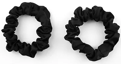 2PK Pure Silk Scrunchies Soft Small Skinny Hair Tie For Fine Thin Delicate Hair • £7.95