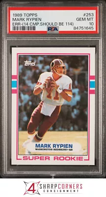 1989 Topps #253 Mark Rypien Rc Error 14 Comp Should Be 114 Psa 10 F3822228-645 • $35.09