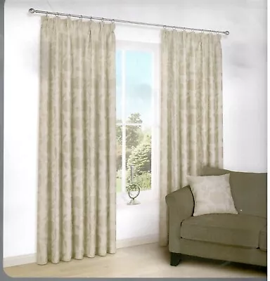 B&Q Chamique Serenity Floral Applique Lined Pencil Pleat Curtains  66  X 72    • £49.99