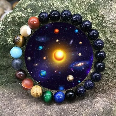 7 Chakra Universe Solar Natural Stone Galaxy Beads Bracelets Eight Planets Yoga • $4.68