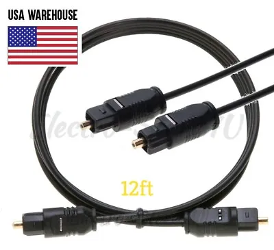 12ft Optical Fiber Cable TOSLink Digital Audio Wire Sound SPDIF Optic Cord DVD • $5.25