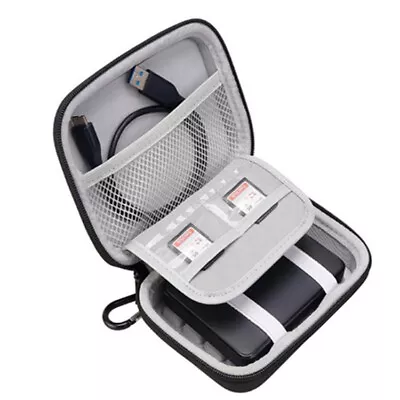 Portable Storage Box Earphone Case Mini Zippered Bag Phone Charger USB Organizer • £8.29