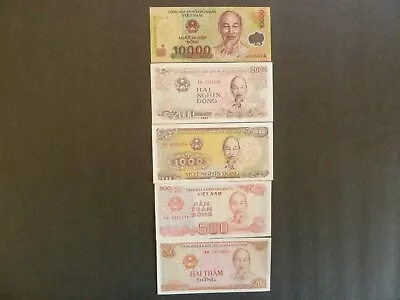 Vietnam Dong Money 1X 10000 1X 20001 X10001x 5001X 200 VND Uncirculated • $11.95