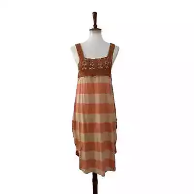 Free People Sleeveless Crochet Striped Pullover Sayulita Combo Peach XS • $33.86