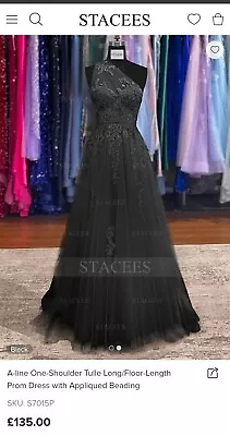 STACEES One-Shoulder Floor-Length Prom Dress Appliqued Beading Size 14  • £80